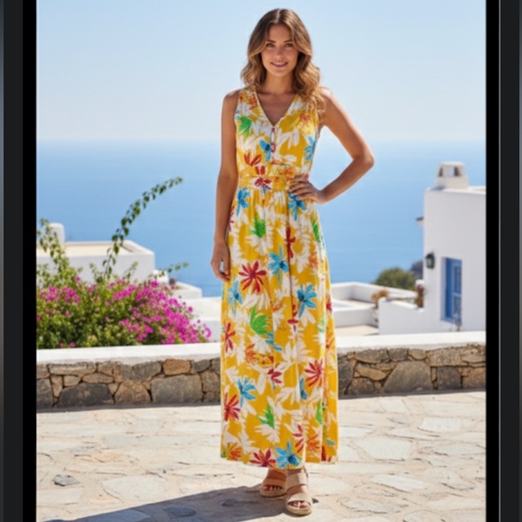 Umgee Dresses & Skirts - Umgee Vibrant Floral V-Neck Maxi Dress - Size Small spring